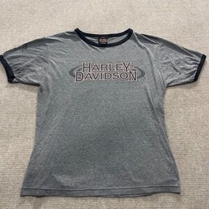 Vtg Harley Davidson Tacoma Grey Muscle T-Shirt Size Large